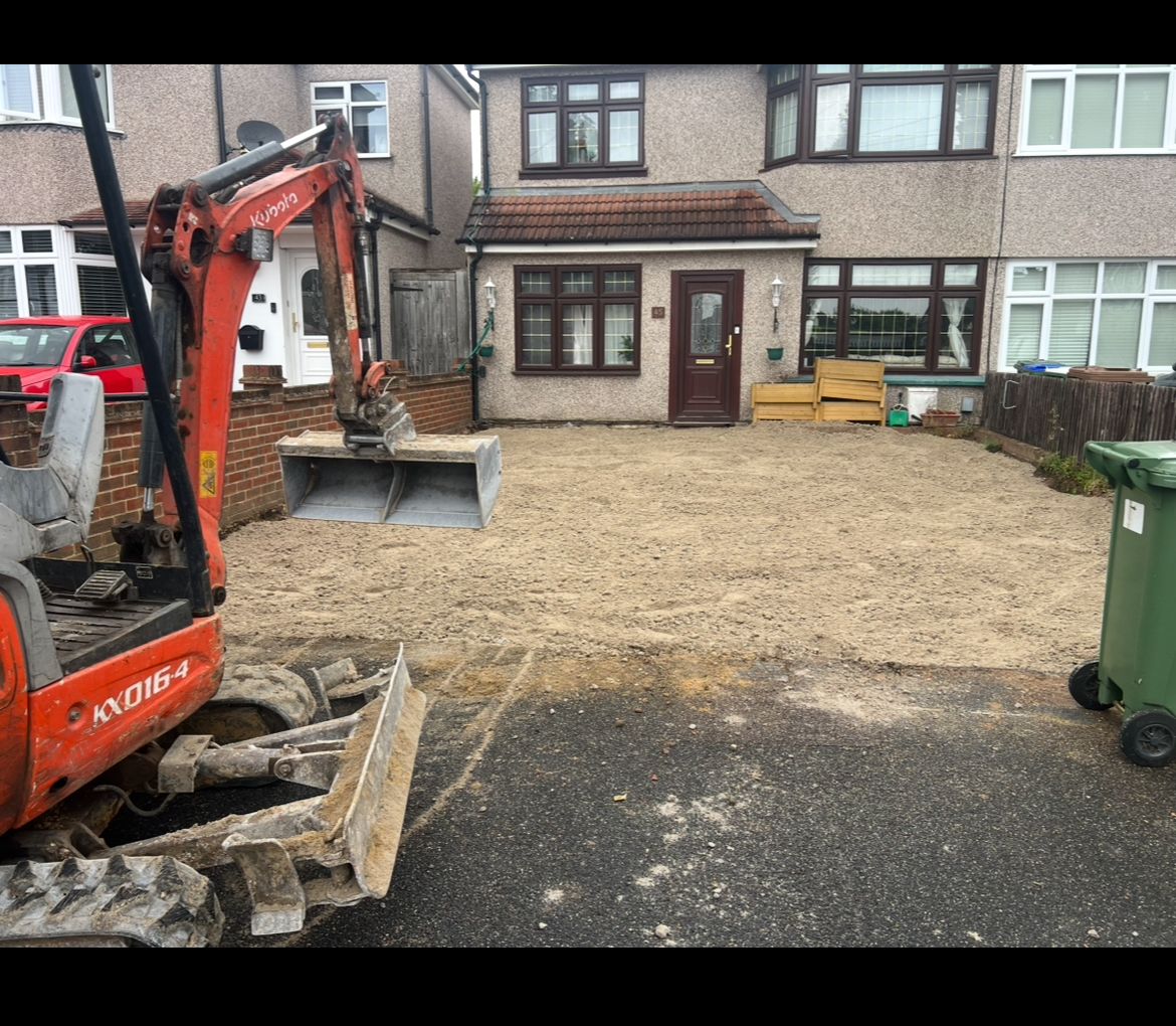Mini excavator landscaping and garden excavation project Finchley N3